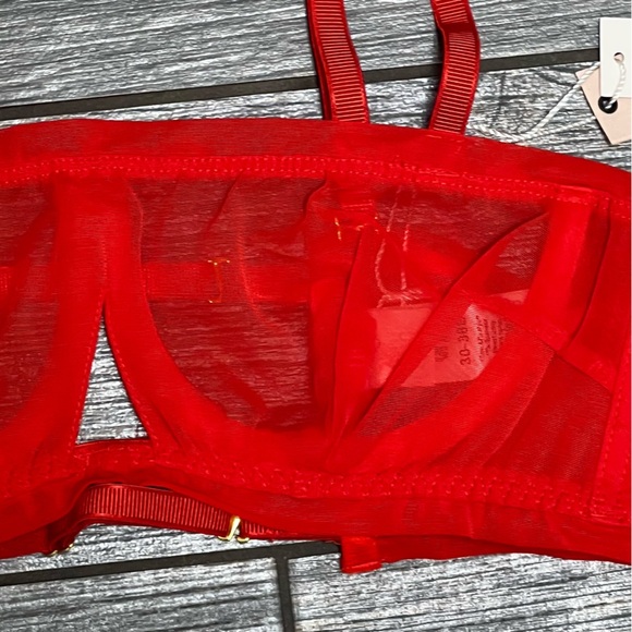NWT We are HAH Free People Wired Bra 30-38B 30B 32B 34B 36B 38B Blood Orange Red - Picture 4 of 14
